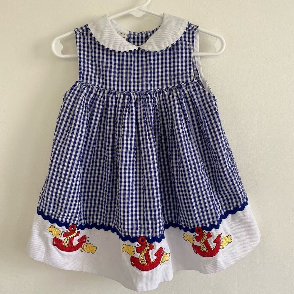 Vintage Samara Blue Gingham Nautical Dress